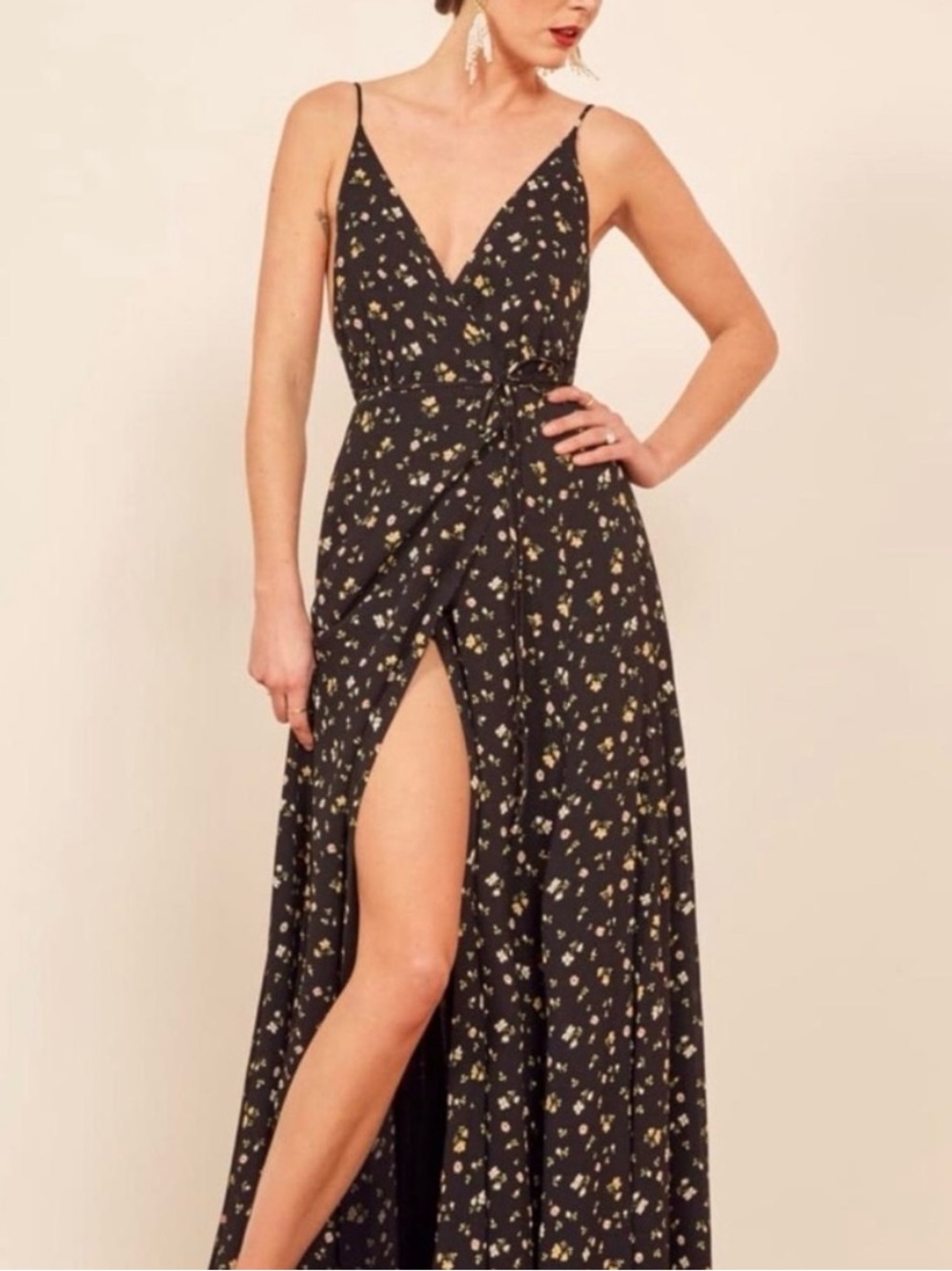 Reformation Callalily Dress In Black Floral Maxi Floor Length Size 0 - Picture 3 of 16